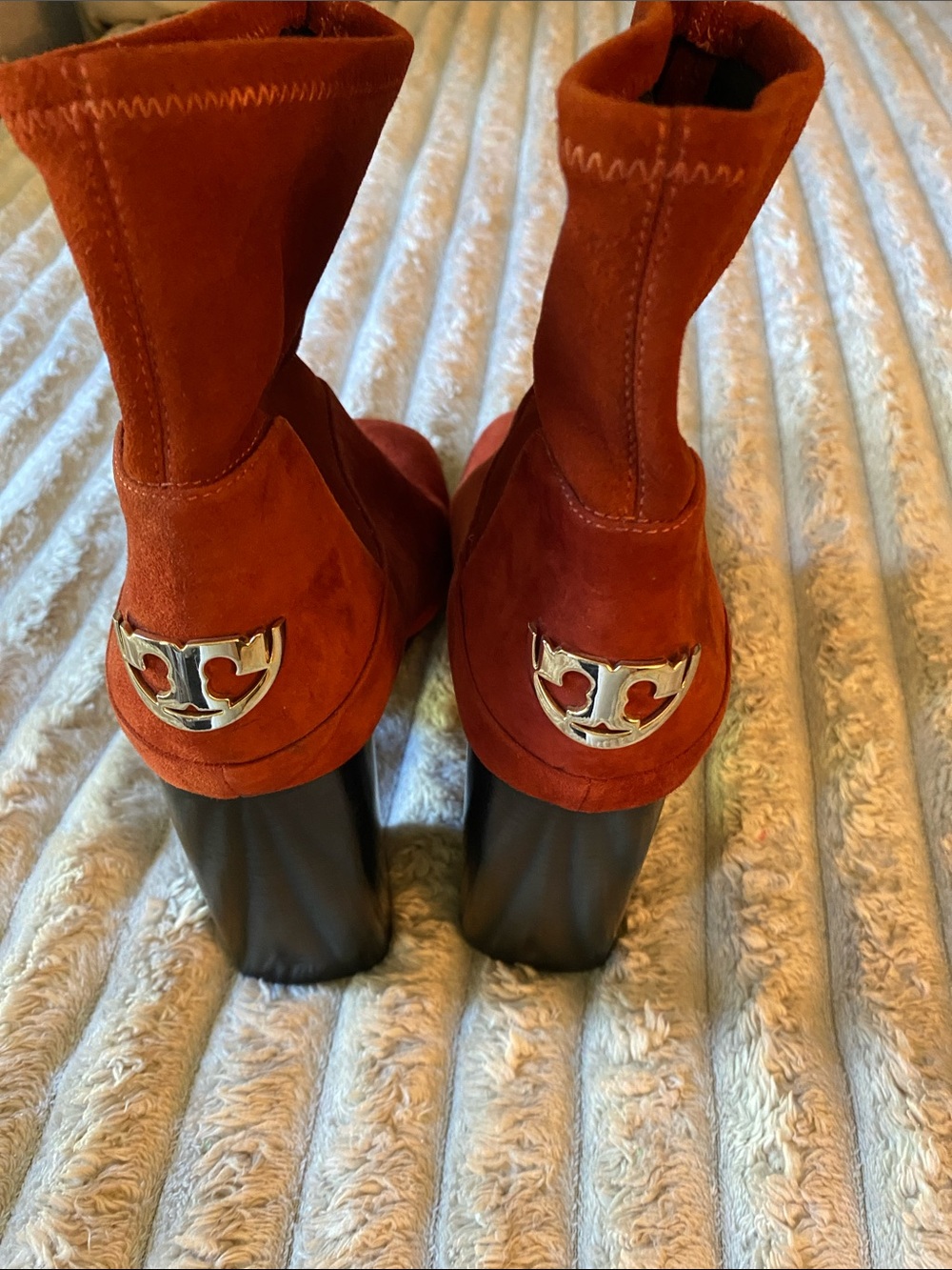 Tory Burch Rust Suede Women's Heeled Booties